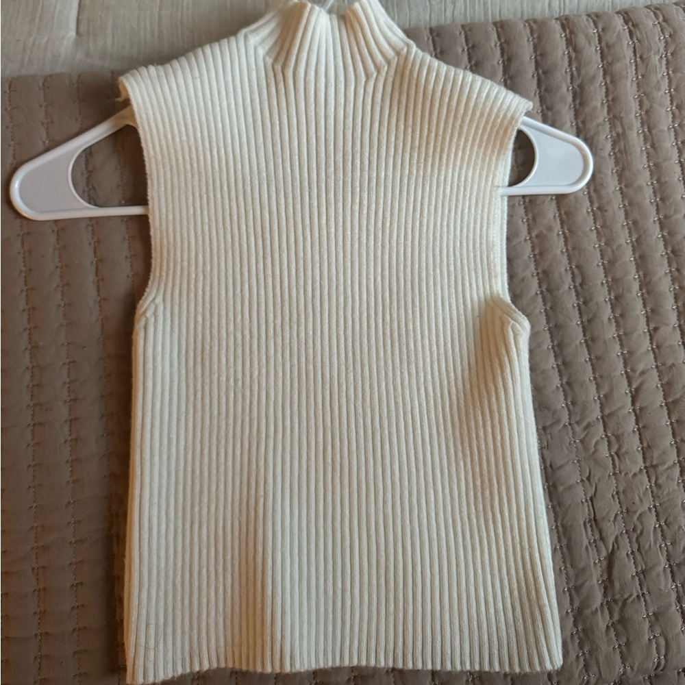 Zara Cream Ribbed Knit Top